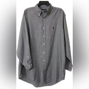 Ralph Lauren Mens Blue Yarmouth Cotton Button Up Long Sleeve Shirt Blue 16 1/2